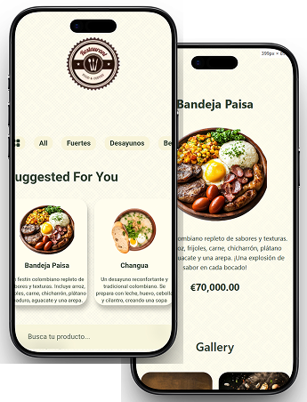 Coffee shop application mockup